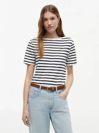 Gold-Button Cotton Interlock T-Shirt