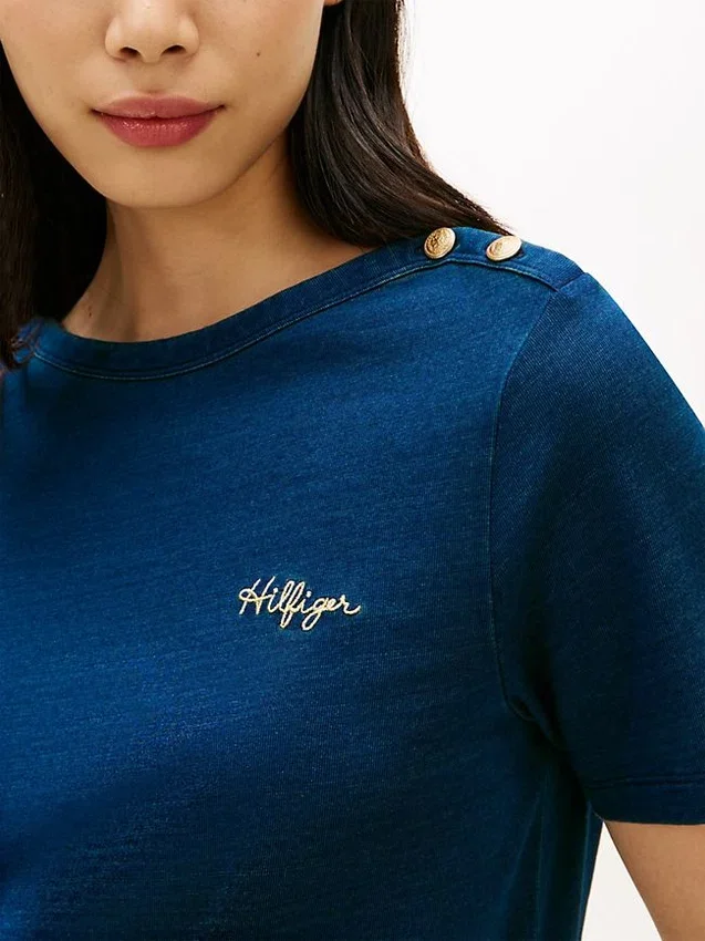 Gold-Button Cotton Interlock T-Shirt Gold-Button Cotton Interlock T-Shirt