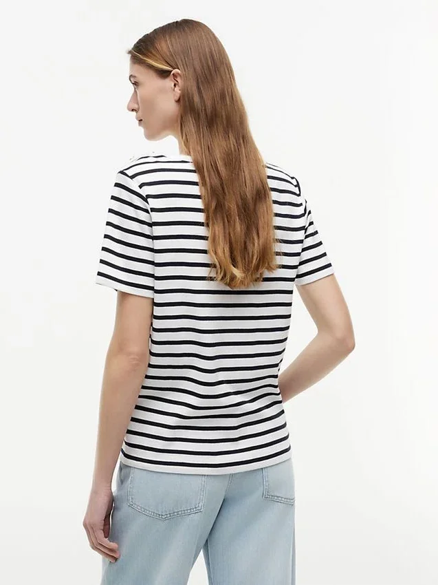 Gold-Button Cotton Interlock T-Shirt Gold-Button Cotton Interlock T-Shirt