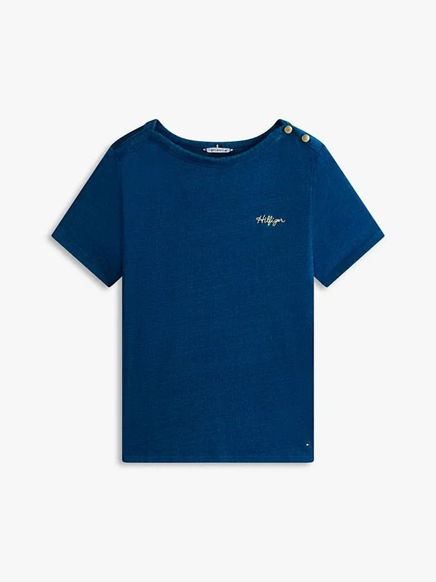 Gold-Button Cotton Interlock T-Shirt Gold-Button Cotton Interlock T-Shirt
