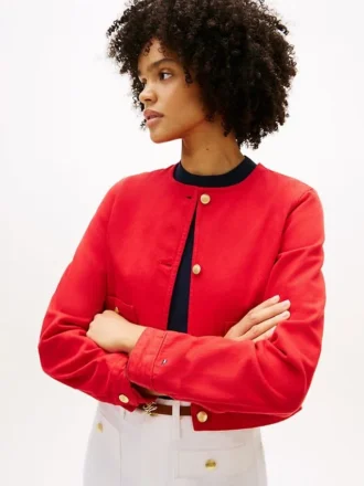 Gold-Button Denim Lady Jacket