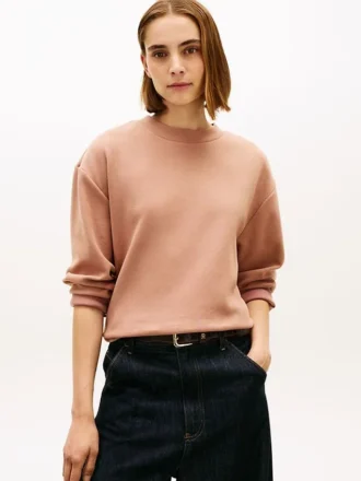 Gold-Button Interlock Sweatshirt