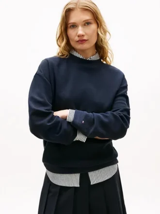 Gold-Button Interlock Sweatshirt