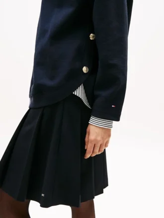 Gold-Button Interlock Sweatshirt