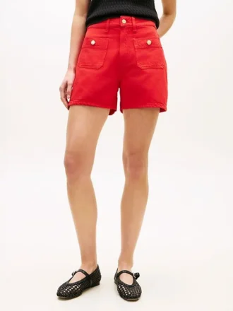 Gold-Button Pocket Denim Short