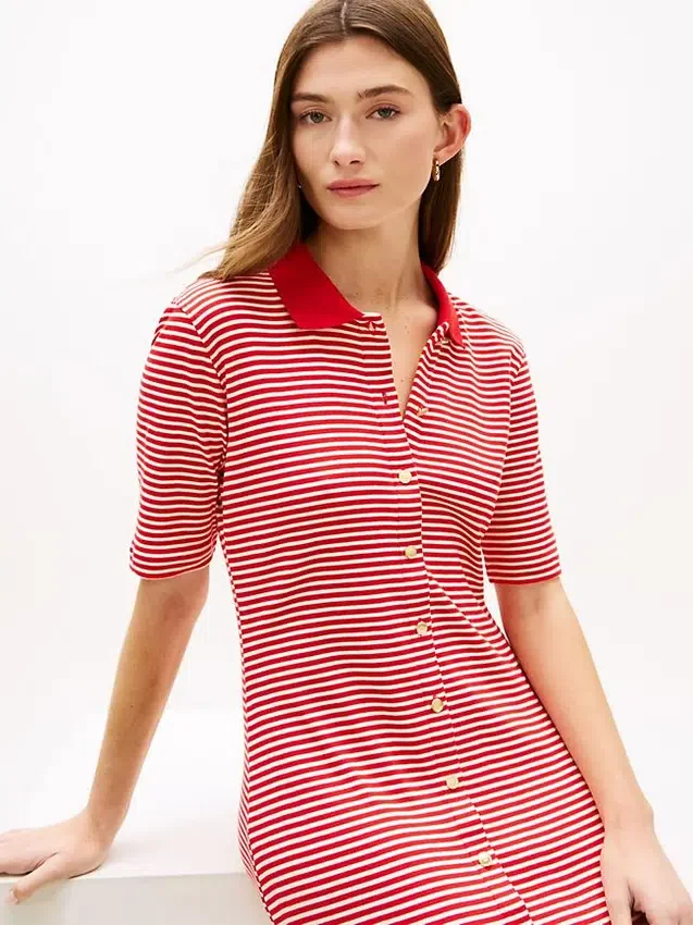 Gold-Button Polo Midi Dress Gold-Button Polo Midi Dress