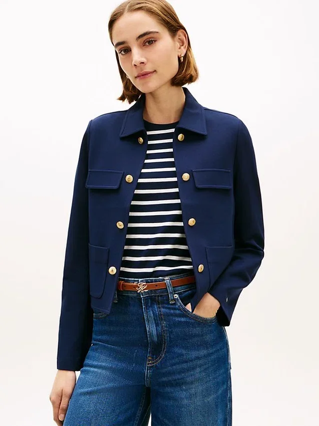 Gold-Button Ponte Multi-Pocket Jacket Gold-Button Ponte Multi-Pocket Jacket