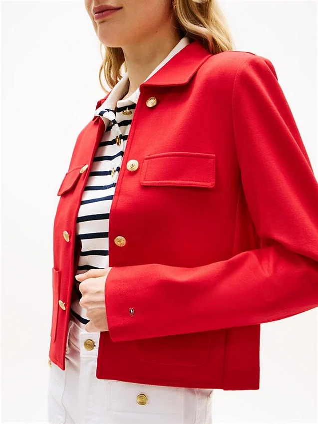 Gold-Button Ponte Multi-Pocket Jacket Gold-Button Ponte Multi-Pocket Jacket