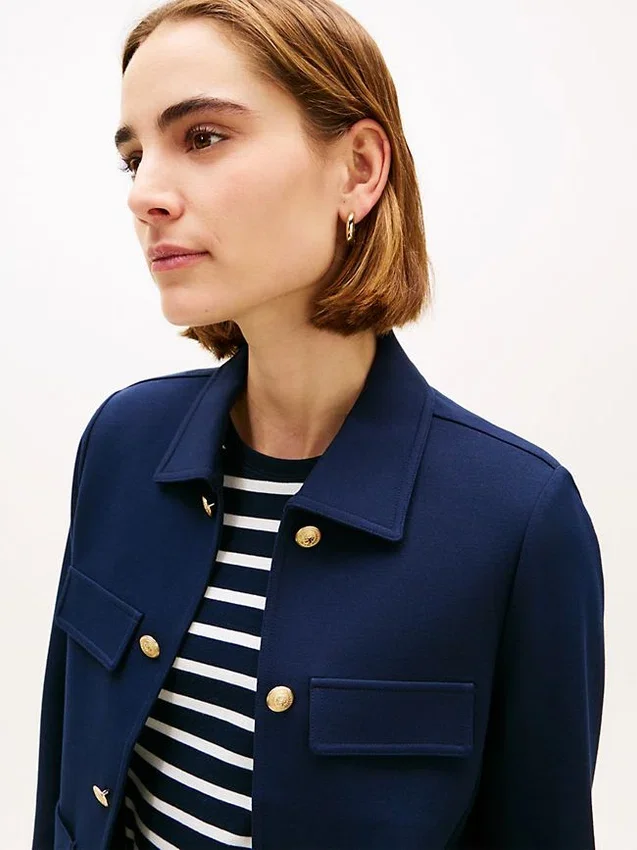 Gold-Button Ponte Multi-Pocket Jacket Gold-Button Ponte Multi-Pocket Jacket