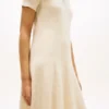 Gold-Button Rib Knit Polo Mini Dress