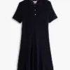 Gold-Button Rib Knit Polo Mini Dress Gold-Button Rib Knit Polo Mini Dress