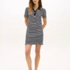 Gold-Button Striped Interlock Polo Dress Gold-Button Striped Interlock Polo Dress