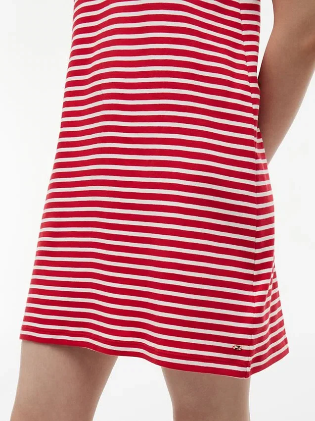 Gold-Button Striped Interlock Polo Dress Gold-Button Striped Interlock Polo Dress