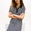 Gold-Button Striped Interlock Polo Dress Gold-Button Striped Interlock Polo Dress