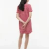Gold-Button Striped Interlock Polo Dress Gold-Button Striped Interlock Polo Dress