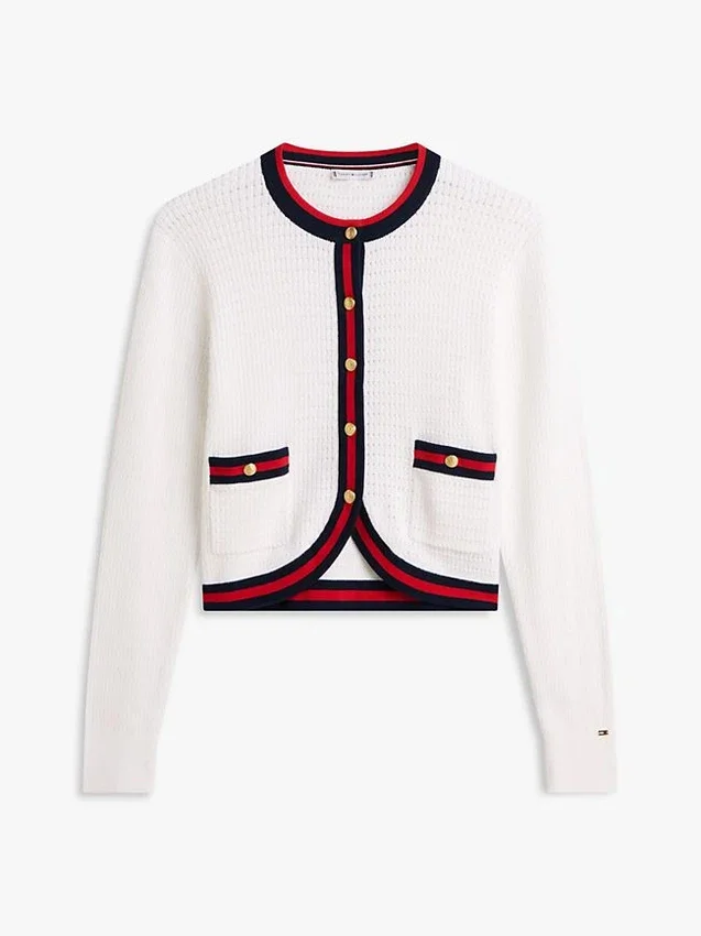 Gold-Button Textured Knit Cardigan Gold-Button Textured Knit Cardigan