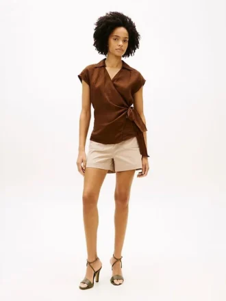 Gold-Button Twill Pocket Short