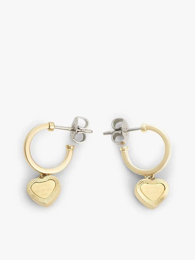 Heart Charm Hoop Earring Heart Charm Hoop Earring