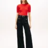 High-Rise Stretch Wide Leg Utility Jean