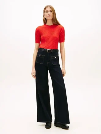 High-Rise Stretch Wide Leg Utility Jean