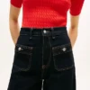 High-Rise Stretch Wide Leg Utility Jean