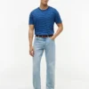 Indigo-Dyed Striped Pocket T-Shirt