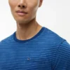 Indigo-Dyed Striped Pocket T-Shirt