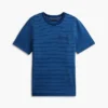 Indigo-Dyed Striped Pocket T-Shirt