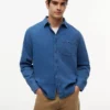 Indigo-Dyed Waffle Denim Shirt