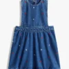 Kids’ Allover Flower Denim Jumper Dress