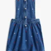 Kids’ Allover Flower Denim Jumper Dress