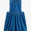Kids’ Allover Flower Denim Jumper Dress
