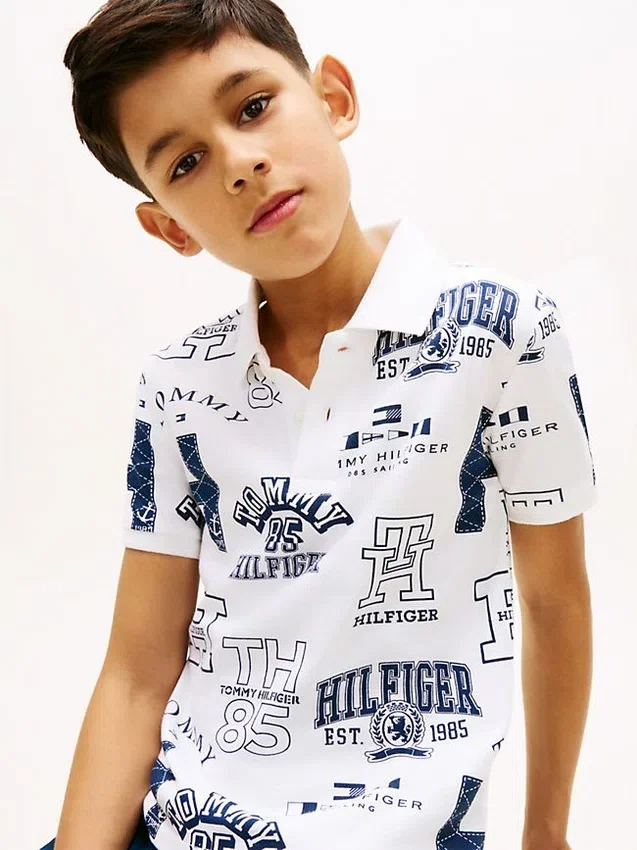Kids’ Allover Logo Stretch Polo Kids’ Allover Logo Stretch Polo