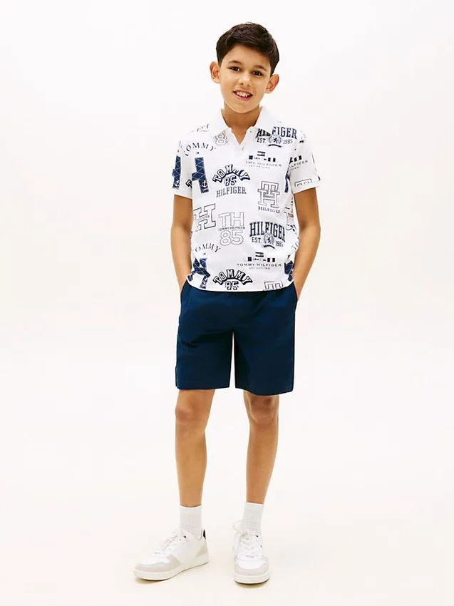 Kids’ Allover Logo Stretch Polo Kids’ Allover Logo Stretch Polo