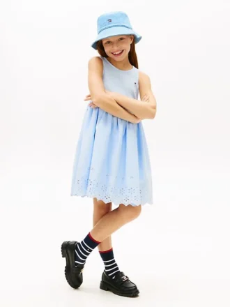 Kids’ Embroidered Eyelet Combo Dress
