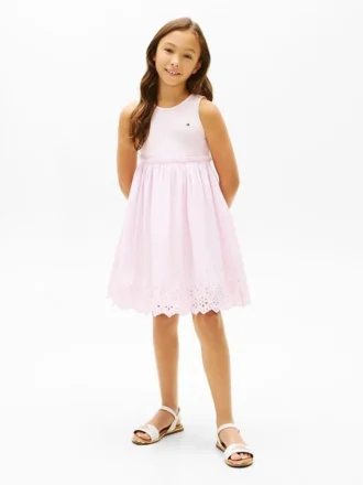 Kids’ Embroidered Eyelet Combo Dress