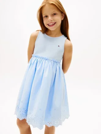 Kids’ Embroidered Eyelet Combo Dress