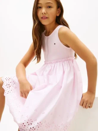 Kids’ Embroidered Eyelet Combo Dress