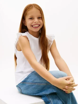 Kids’ Embroidered Eyelet Flutter T-Shirt