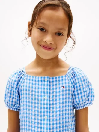 Kids’ Gingham Puff-Sleeve Dress