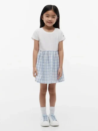 Kids’ Gingham Seersucker Combo Dress
