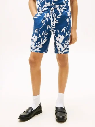 Kids’ Linen-Cotton Blend Floral Short
