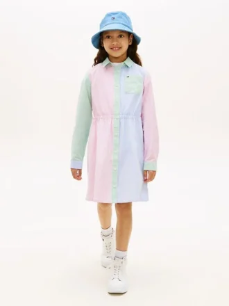 Kids’ Mixed Stripe Stretch Shirtdress