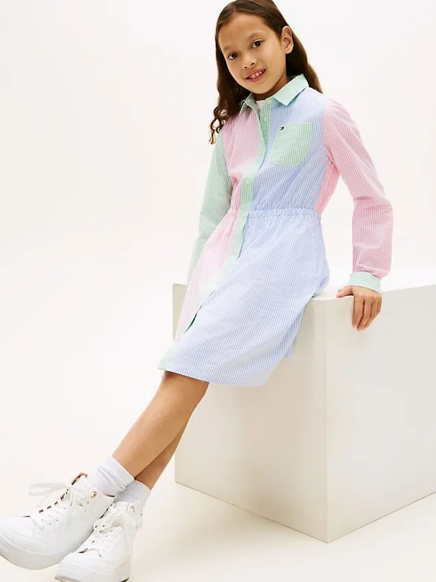 Kids’ Mixed Stripe Stretch Shirtdress Kids’ Mixed Stripe Stretch Shirtdress