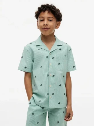 Kids’ Monogram Logo Striped Camp Shirt