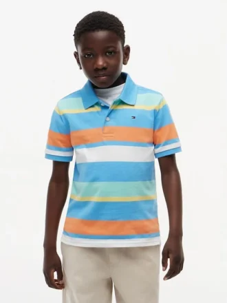 Kids’ Multicolor Stripe Stretch Polo
