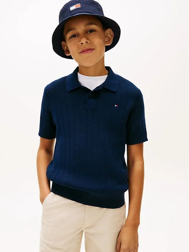 Kids’ Open Knit Sweater Polo Kids’ Open Knit Sweater Polo
