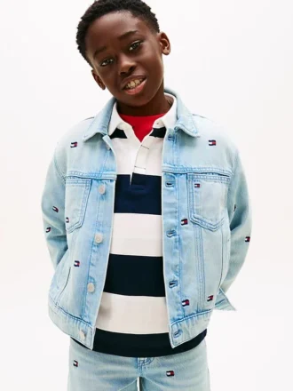 Kids’ Oversize Wavy Flag Denim Jacket