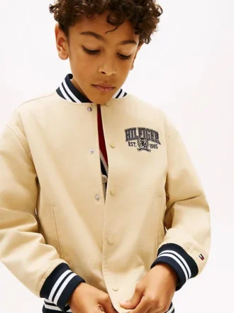 Kids’ Peached Twill Varsity Bomber