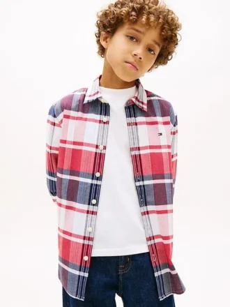 Kids’ Plaid Stretch Oxford Shirt